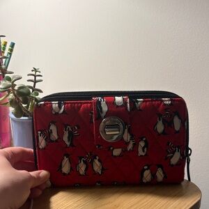 Vera Bradley Red Penguin Quilted Wallet-playful penguins